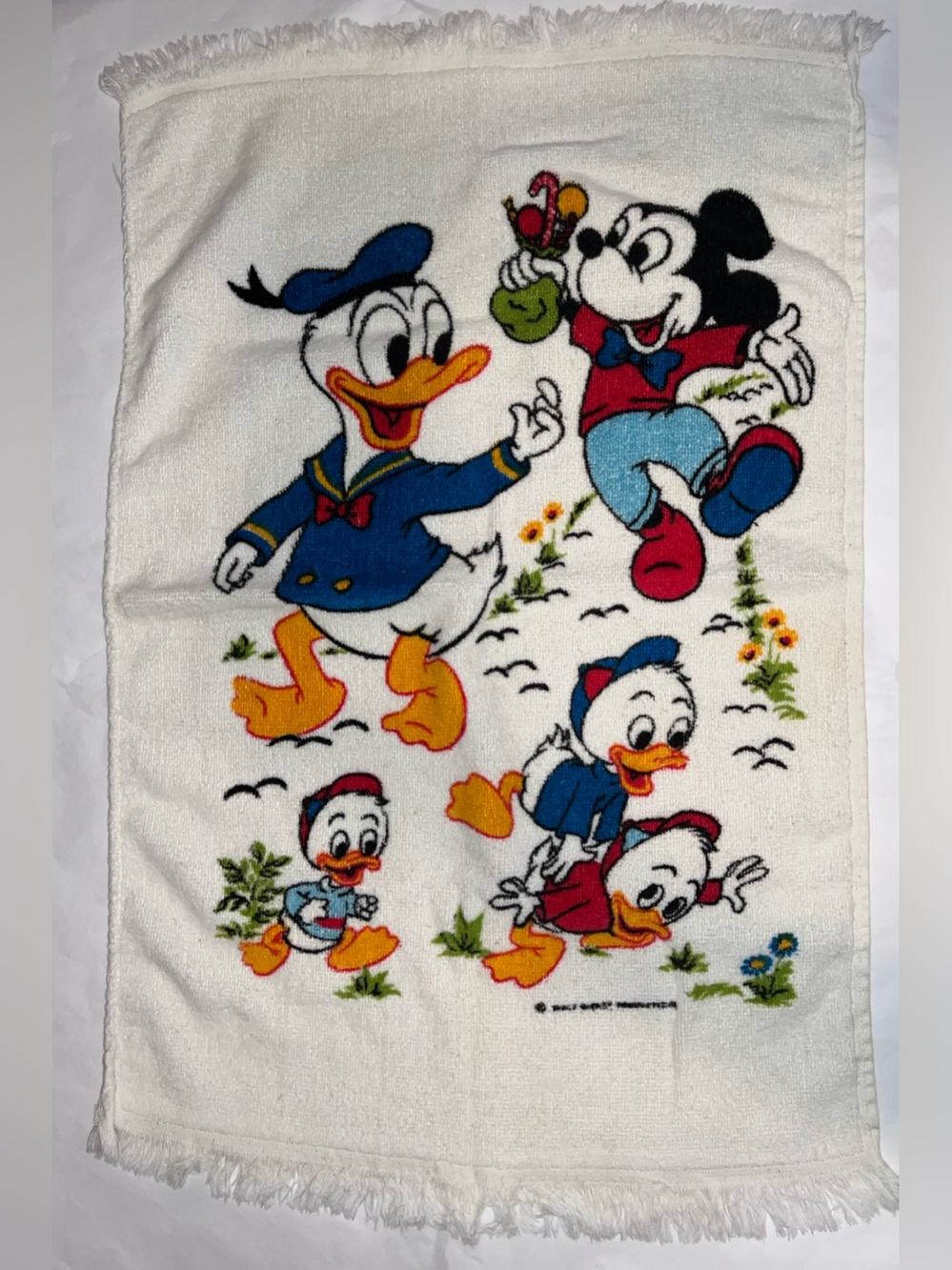 Vintage Disney Character Hand Bathroom Towel Mickey Mouse Donald Duck